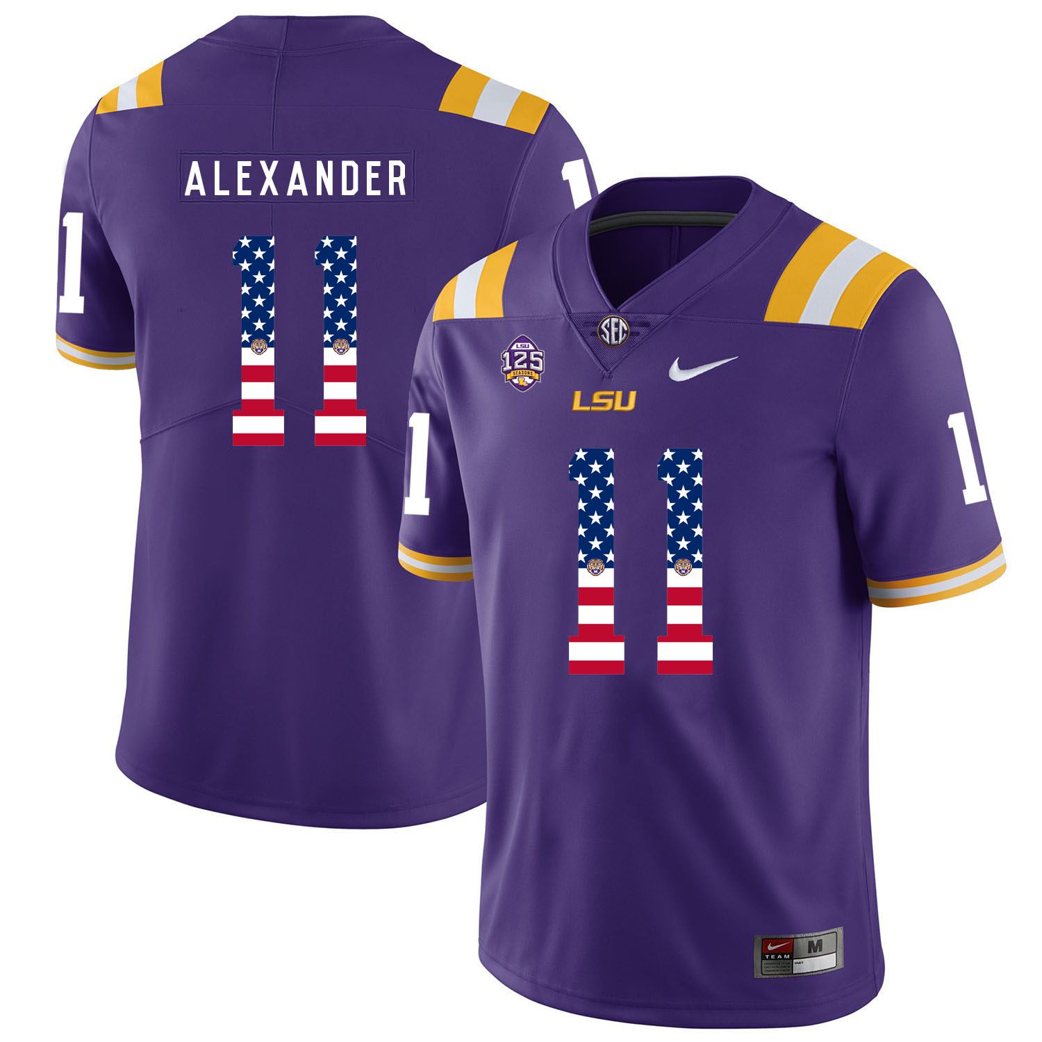 Men LSU Tigers #11 Alexander Purple Flag Customized NCAA Jerseys